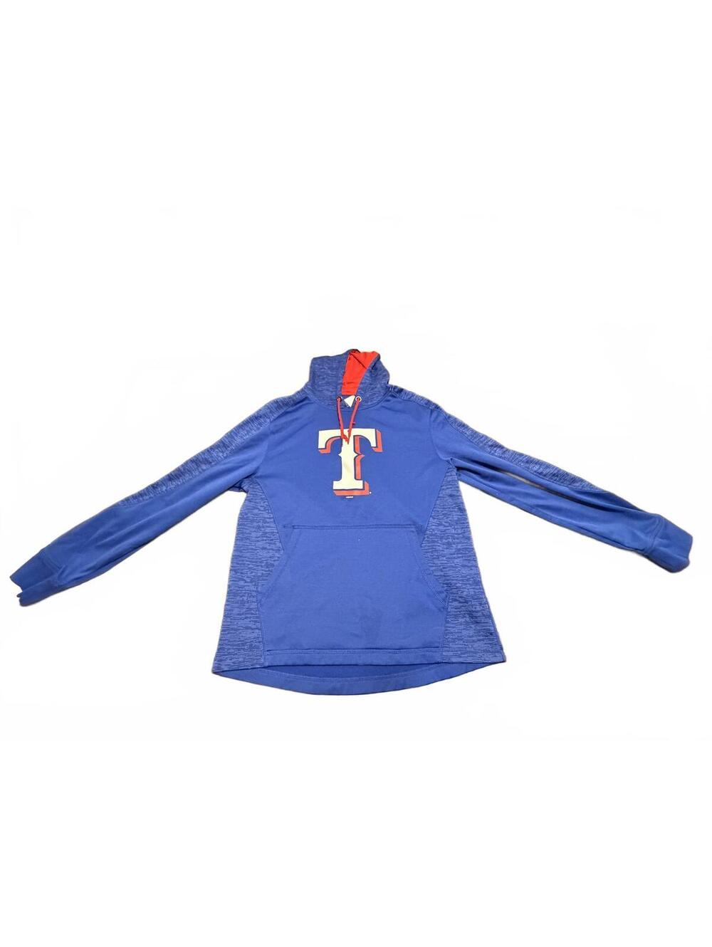 New With Tags Texas Rangers MLB Men's Blue Hoodie Sweatshirt with Red Accents